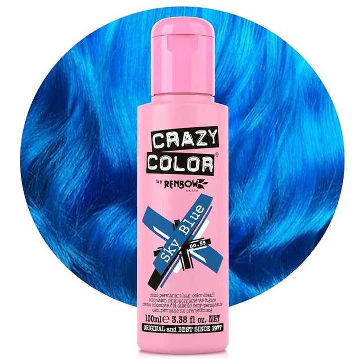 Crazy Color Semi-Permanent Hair Dye 100ml - 40 Vibrant Shades | Vegan, Cruelty-Free Bright Hair Color Cream | Sabina London