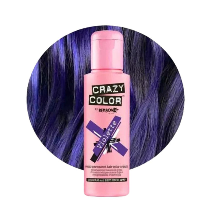 Crazy Color Semi-Permanent Hair Dye 100ml - 40 Vibrant Shades | Vegan, Cruelty-Free Bright Hair Color Cream | Sabina London